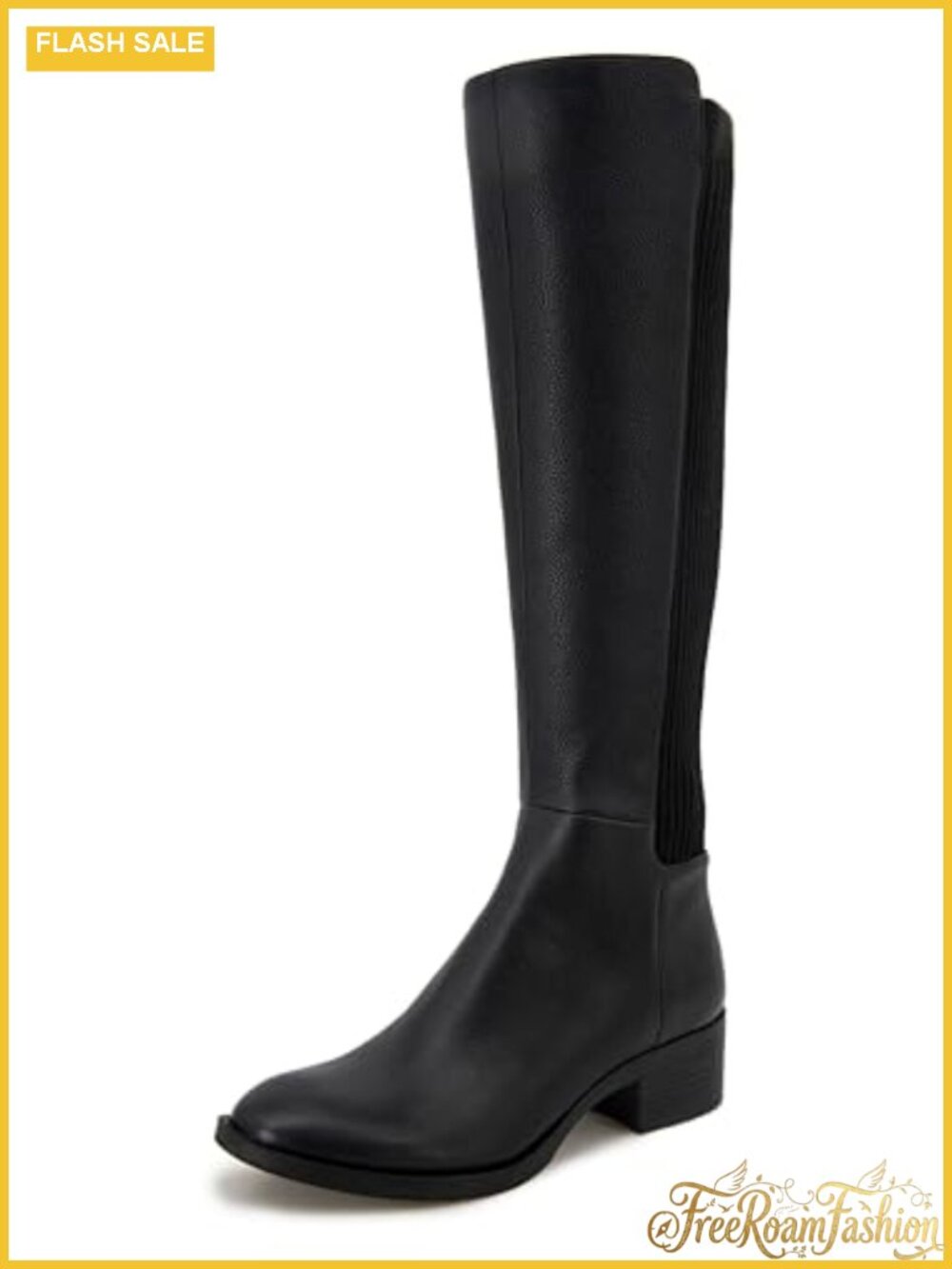 Kenneth Cole Levon Knee High Leather Boot Block Heel Slip On